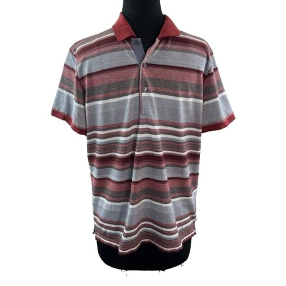 HUGO BOSS Multi Top Striped Collared Short Sleeve Regular Fit Golf Size Large L - Picture 1 of 9